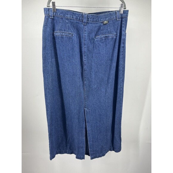 Vintage Lee Denim Jean Midi Skirt Size 18 Pockets Cotton Y2k 90s Modest Blue - Picture 7 of 12